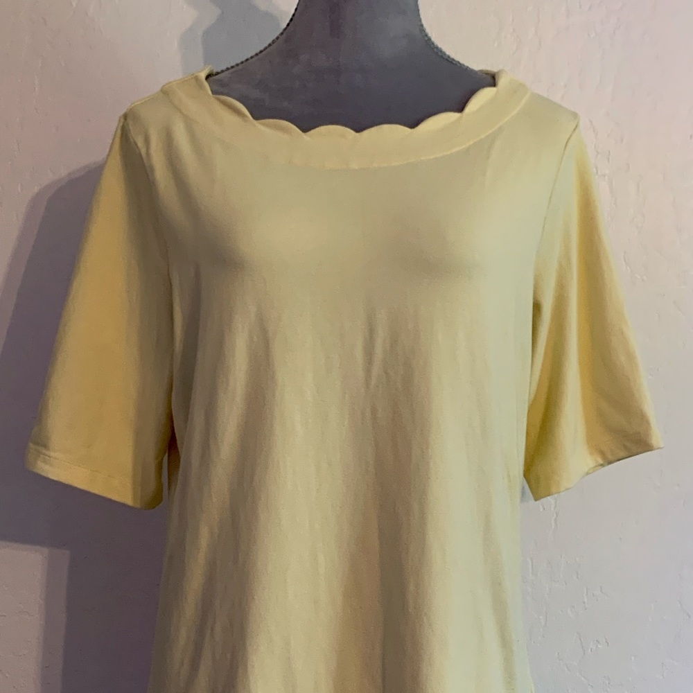 Denim & Co - Scalloped Neck Top